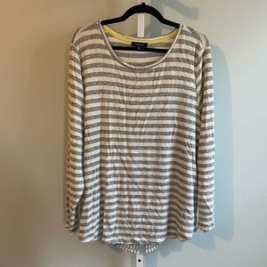 Verve Ami Gray White Stripe Split Back Sweater